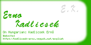 erno kadlicsek business card